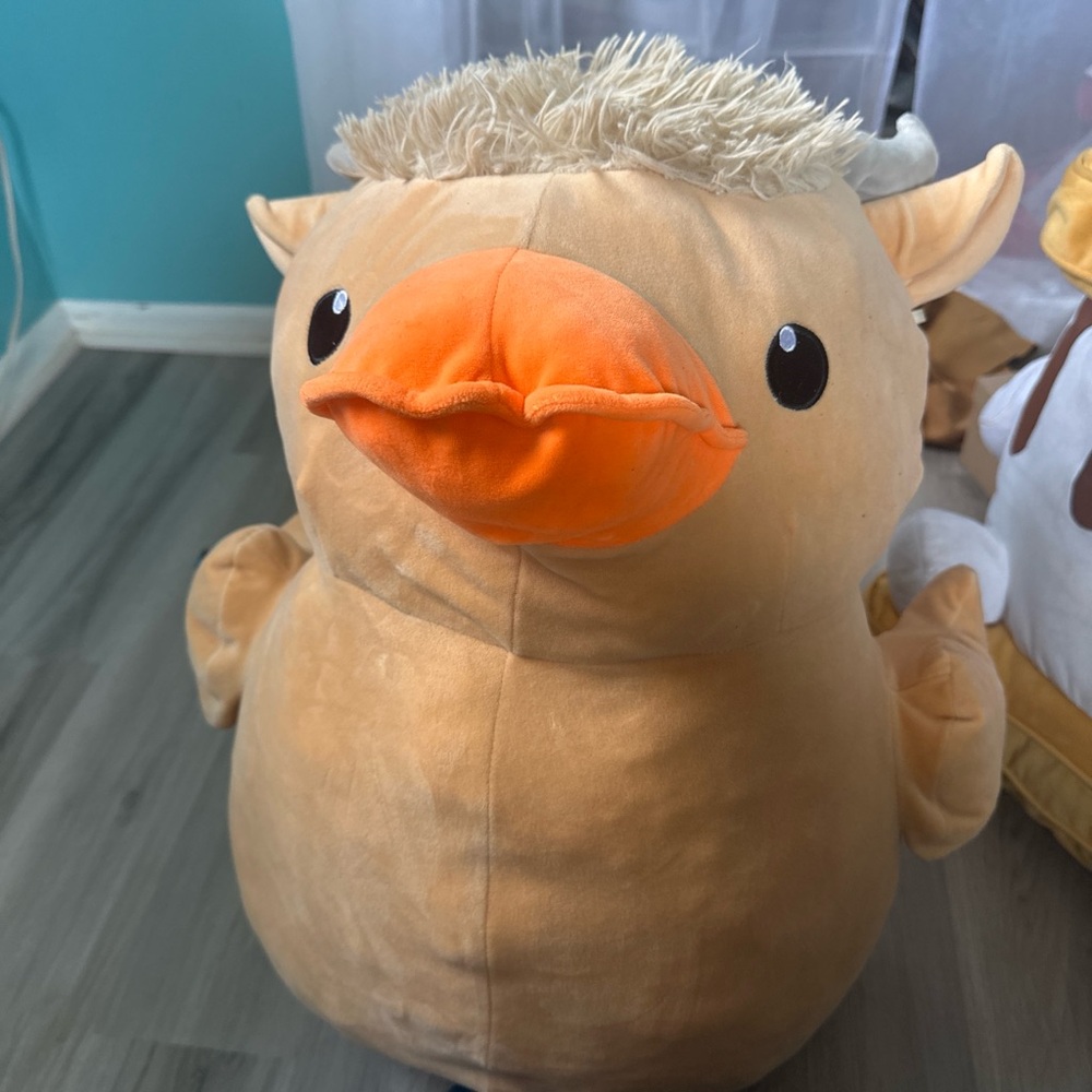 Plush Duck Stuffed Animal - Cream Body with Orange Beak